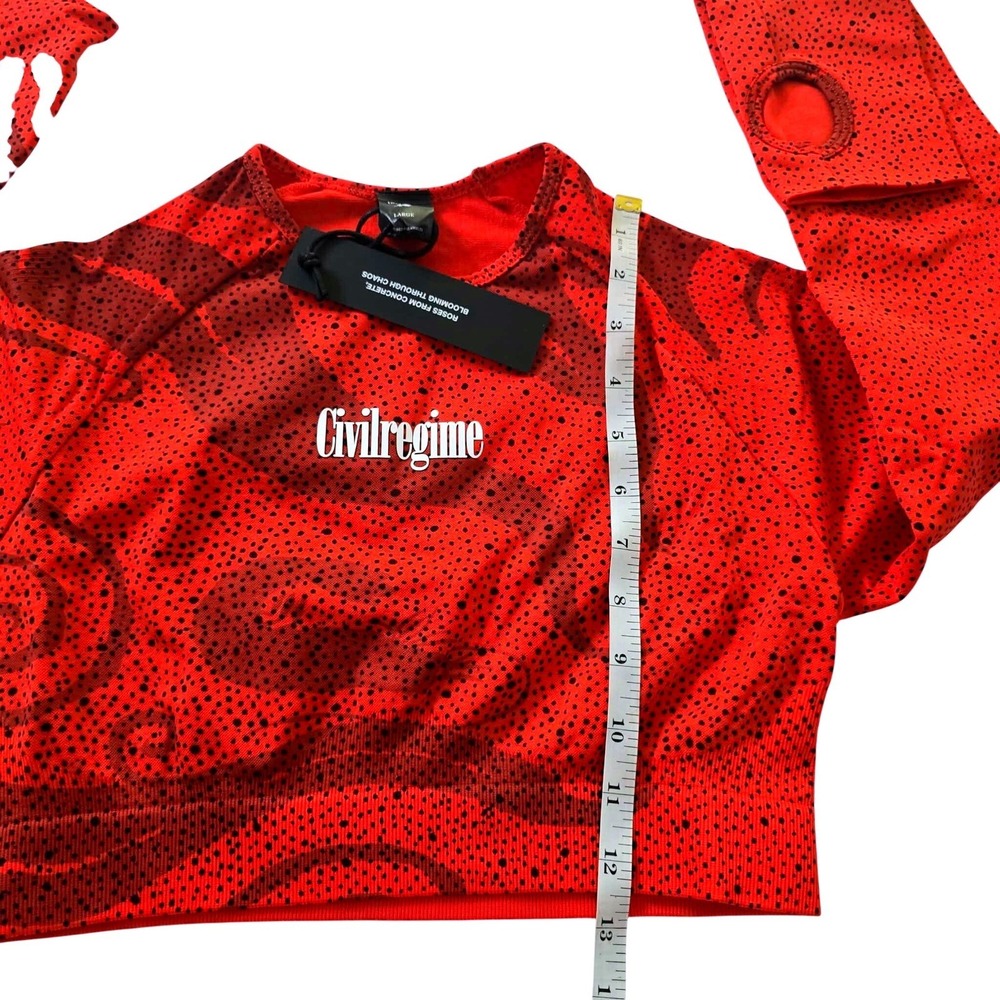 Civil Regime Red Chaos Kelly Seamless Long Sleeve Crop Top Large - Picture 5 of 8